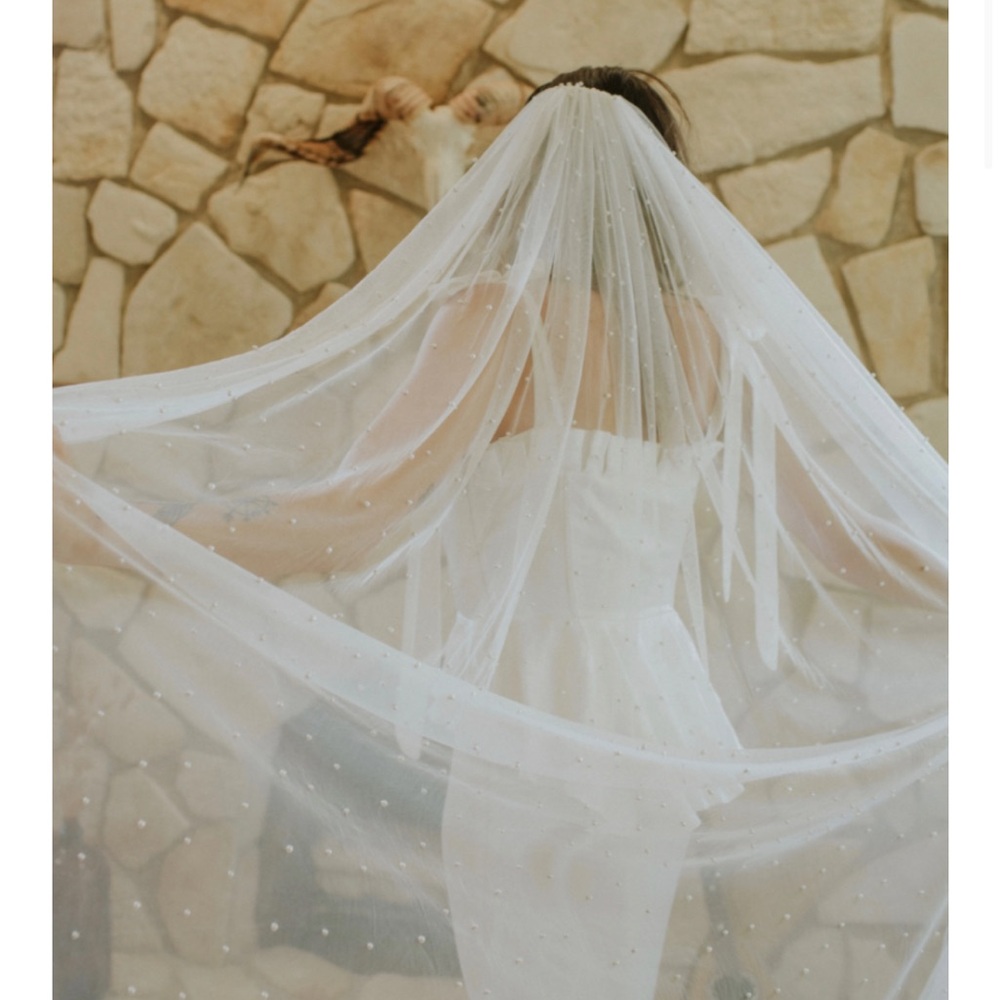 New Emerie Veil with pearls, cathedral length